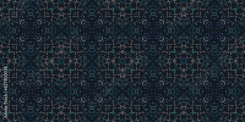 Vector cross stitch Boho background, Knitted ethnic pattern, Embroidery diagonal ethnic style,seamless pattern jacquard classic, Design for textile, fabric, cloth, wallpaper, sweater