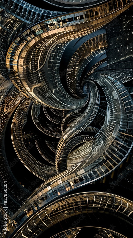 Obraz premium A massive spiral structure adorned with numerous windows