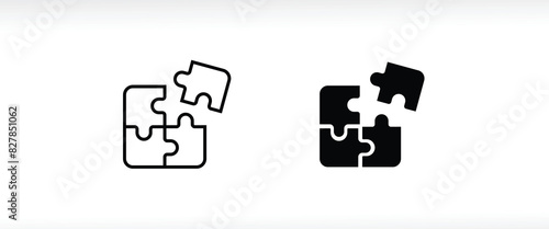 puzzle icon, part symbol logo illustration,editable stroke, flat design style isolated on white