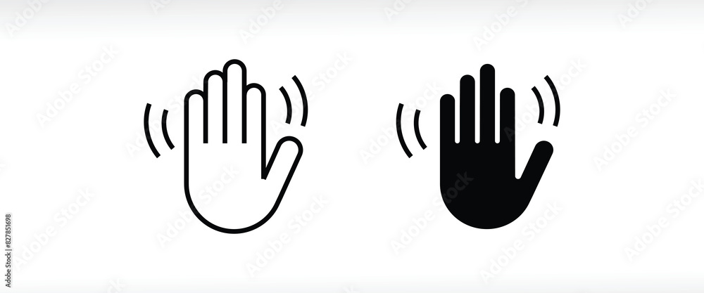 greeting or goodbye. Human waving palm Hand wave icon, motion sensor Waving hi or hello, bye line and flat icons set, editable stroke isolated on white, linear vector outline illustration, symbol logo greeting or goodbye. Human waving palm Hand wave icon, motion sensor Waving hi or hello, bye line and flat icons set, editable stroke isolated on white, linear vector outline illustration, symbol logo