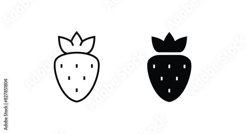 Garden strawberry fruit icon or strawberries icons vector, sign, symbol, logo, illustration, editable stroke, flat