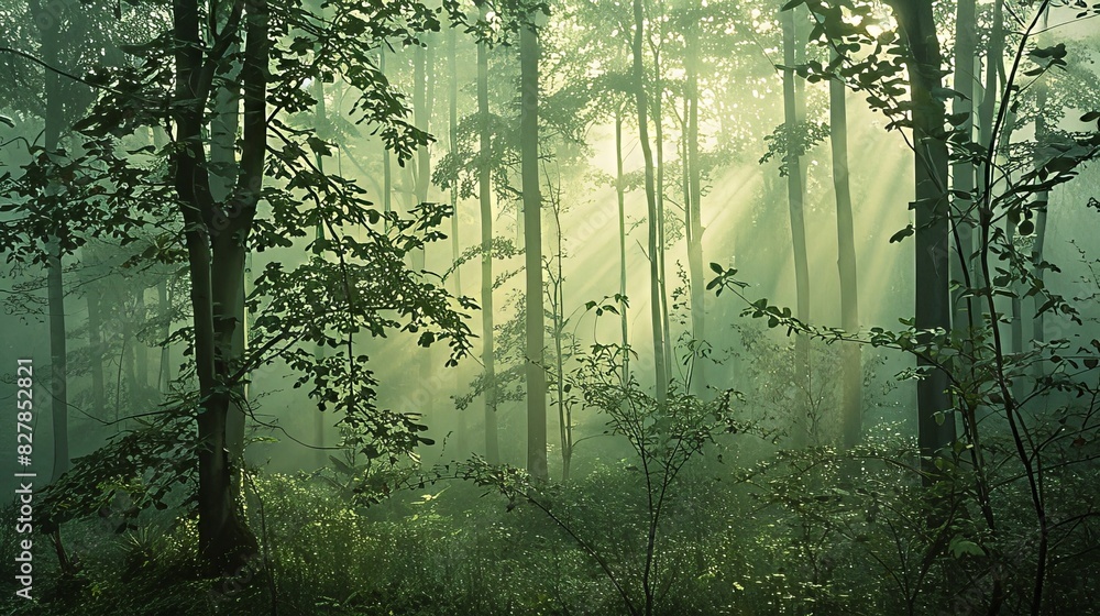 Naklejka premium Enchanted Forest in Fog