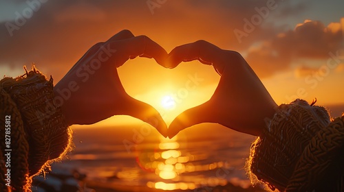 Heart-shaped Hands at Sunset