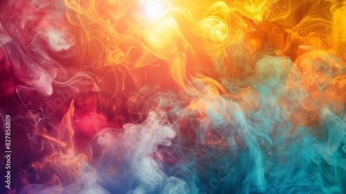 Vivid Radial Symphony: A Colorful Abstract Sun and Smoke Explosion photo