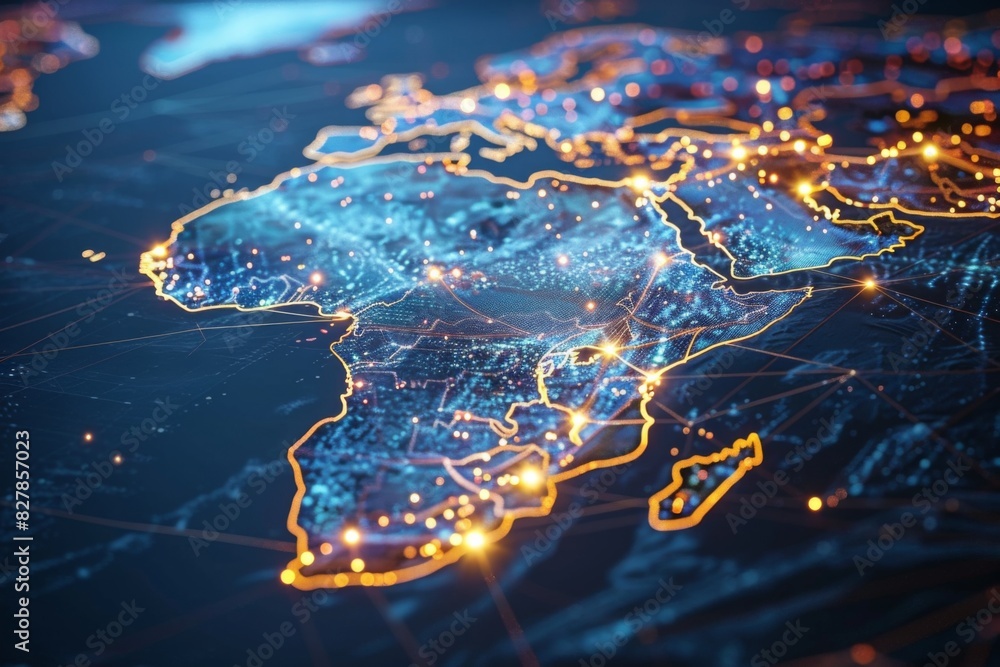 Digital Map of Africa Network Connection created with Generative AI Digital Map of Africa Network Connection created with Generative AI