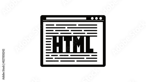 html emblem, black isolated silhouette