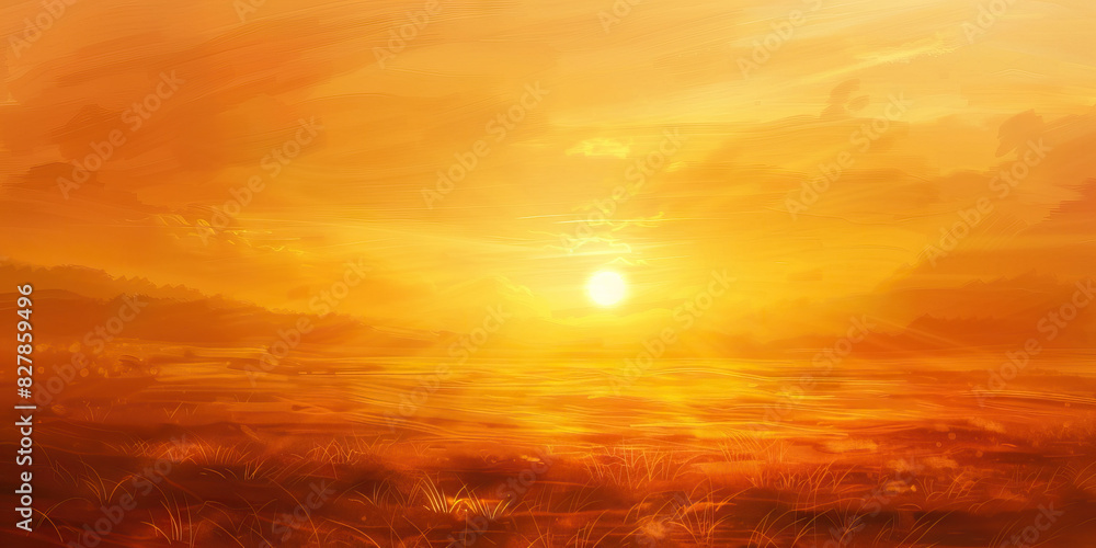 A warm golden sun dips below the horizon painting a beautiful sunset. A warm golden sun dips below the horizon painting a beautiful sunset.