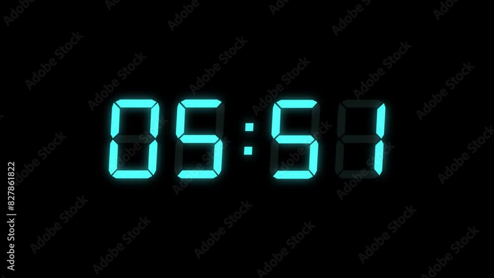 Turquoise Digital Countdown Timer Starting at 10:00 (10 seconds) on Black Background, Featuring High-Visibility LED Display. 4K Motion Graphics Turquoise Digital Countdown Timer Starting at 10:00 (10 seconds) on Black Background, Featuring High-Visibility LED Display. 4K Motion Graphics