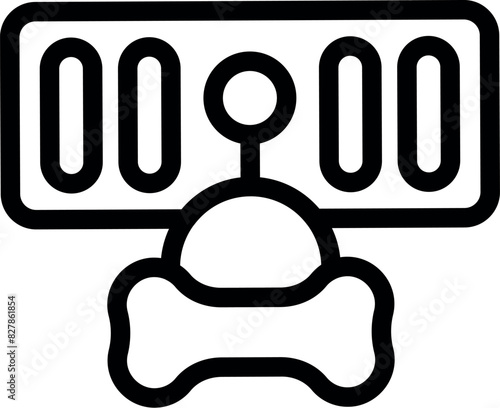 Black and white vector illustration of a classic space invader alien character