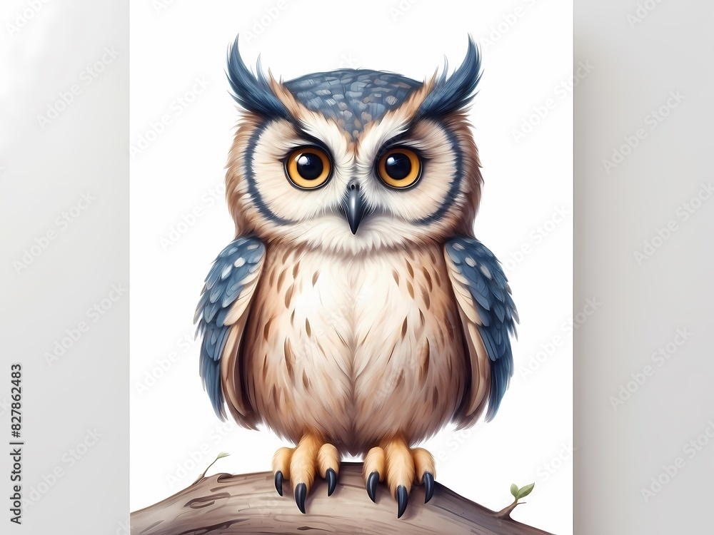 Naklejka premium A quality colored pencil drawing of a cute and lovely Owl