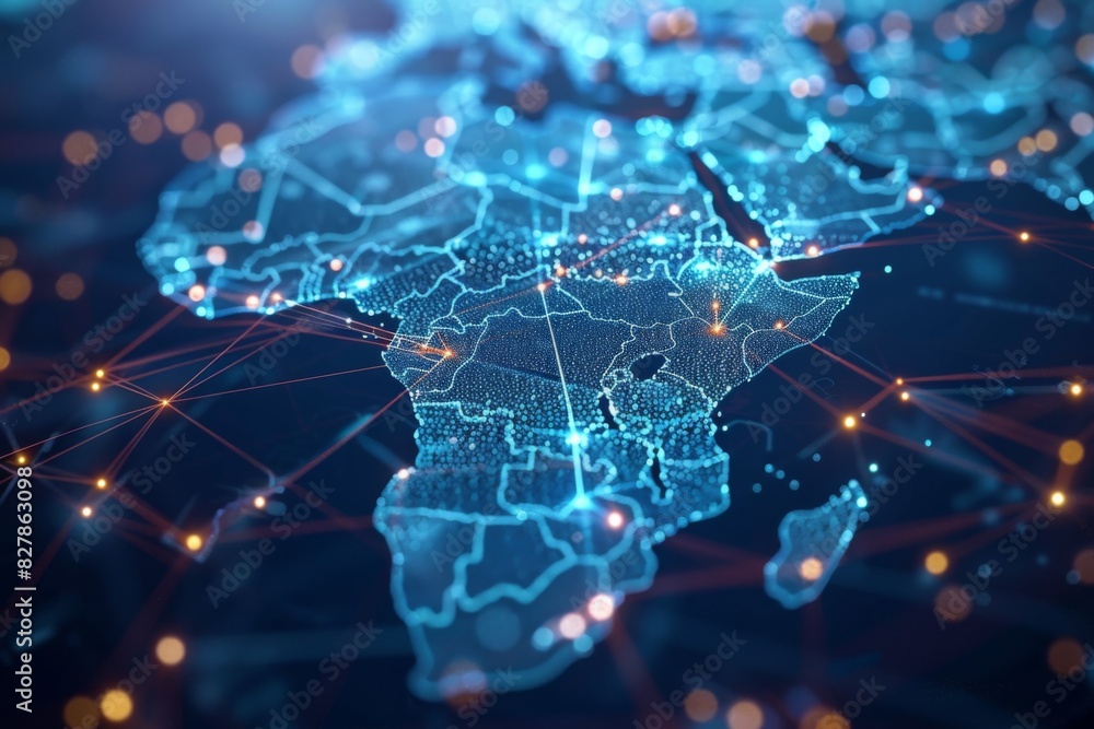 Digital Map of Africa Network Connection created with Generative AI Digital Map of Africa Network Connection created with Generative AI