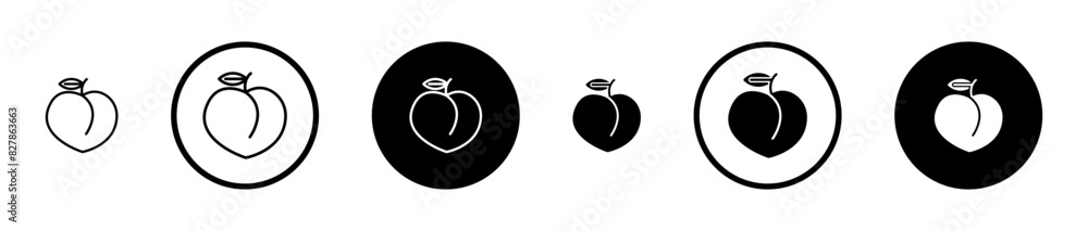 Peach vector icon set. apricot fruit sign. butt icon suitable for apps ...