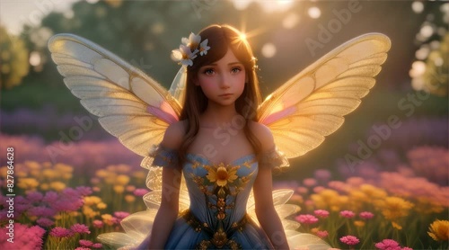 花畑の中の妖精