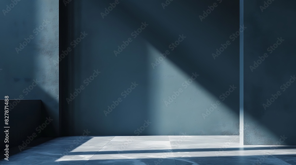 Harmonious balance of shapes and shadows, casting a mesmerizing spell on a dark blue wall in a minimalist setting. Harmonious balance of shapes and shadows, casting a mesmerizing spell on a dark blue wall in a minimalist setting.