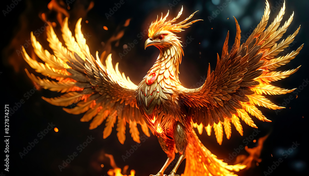 The Phoenix bird, rising from the ashes, is a fiery legendary bird The Phoenix bird, rising from the ashes, is a fiery legendary bird
