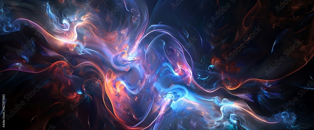 An otherworldly abstract background with luminous, iridescent shapes swirling against a dark, mysterious backdrop, reminiscent of cosmic phenomena. An otherworldly abstract background with luminous, iridescent shapes swirling against a dark, mysterious backdrop, reminiscent of cosmic phenomena.