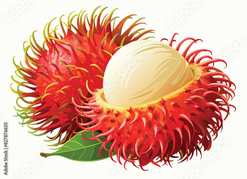 exotic fruit RAMBUTAN closed and open-
