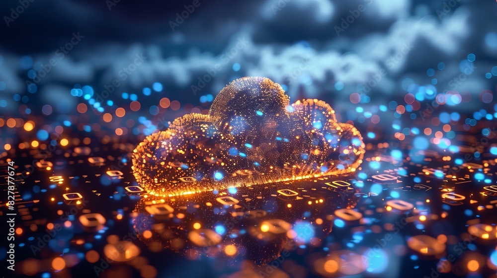 Cloud computing technology with internet on binary code and an abstract ...