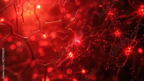 closeup of illustration of red nerve cells