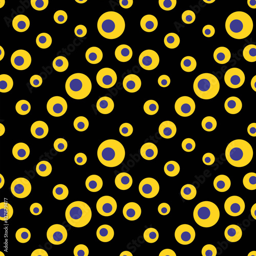 A blue and yellow pattern of circles