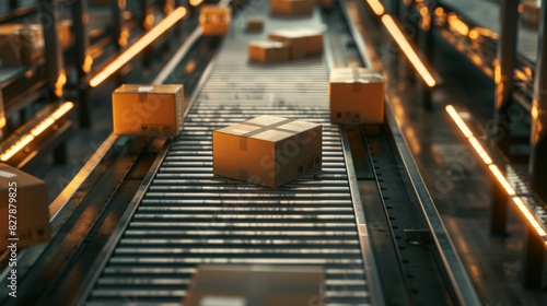 The cardboard boxes on conveyor © Natali
