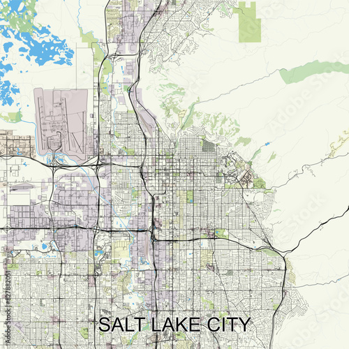 Salt Lake City, Utah, United States map poster art photo