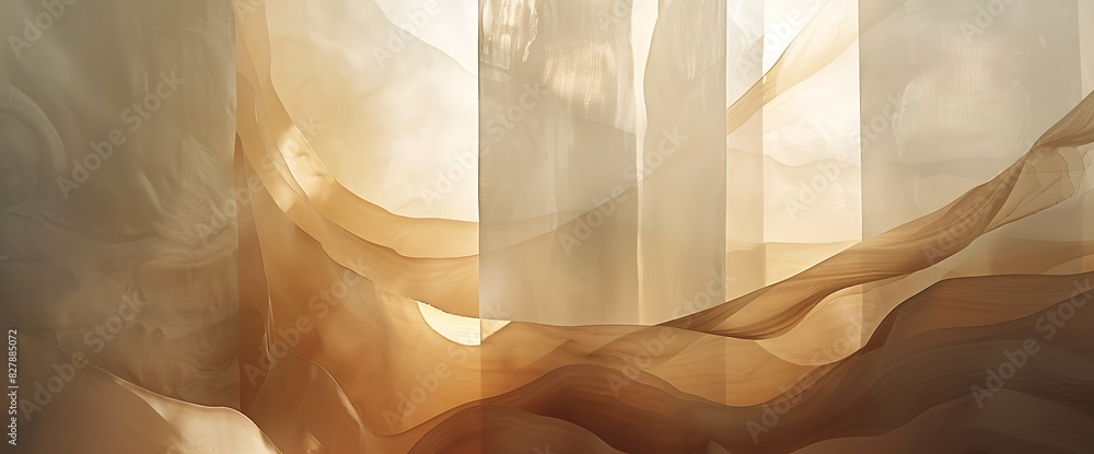 A harmonious abstract composition with soft, flowing shapes in earthy tones, resembling a tranquil landscape bathed in sunlight. A harmonious abstract composition with soft, flowing shapes in earthy tones, resembling a tranquil landscape bathed in sunlight.