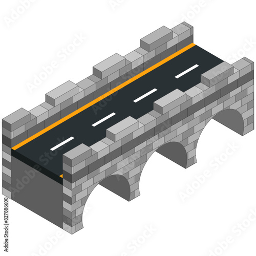 Brick Bridge with Asphalt Road