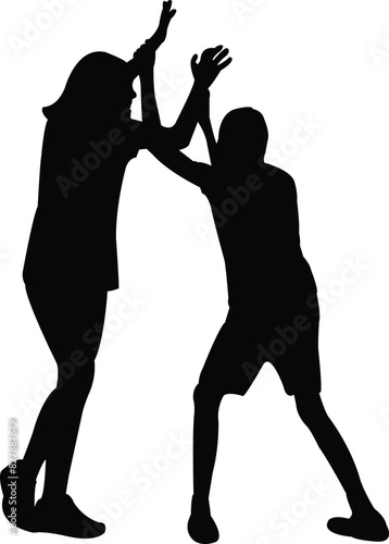 children fighting silhouette vector 