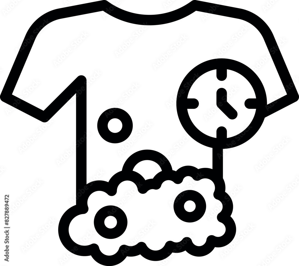 Black and white vector graphic of a tshirt with laundry care symbols Black and white vector graphic of a tshirt with laundry care symbols