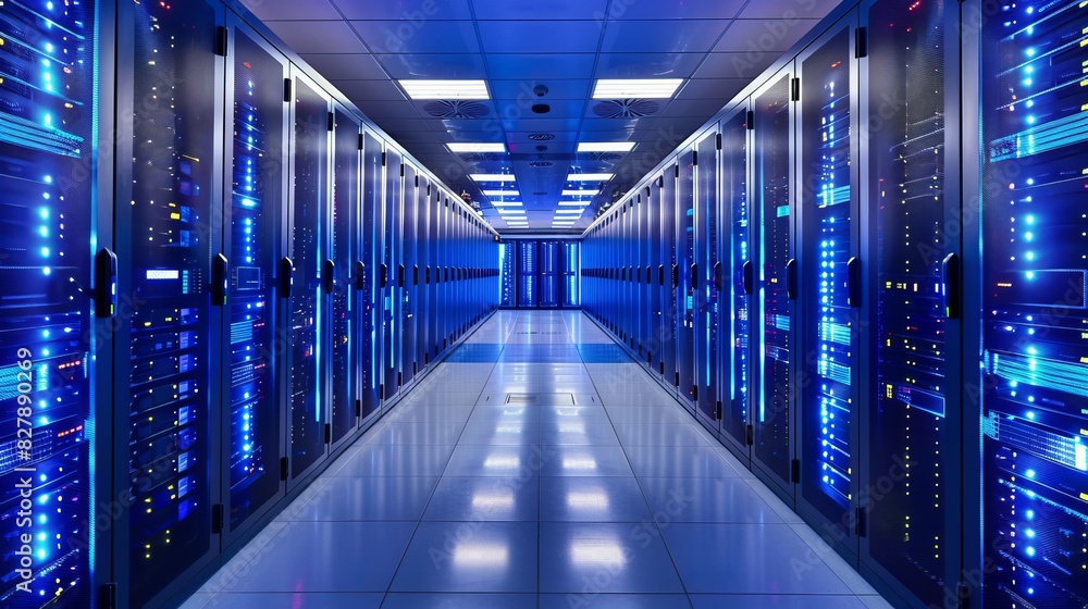 Servers in a technology data center. Servers in a technology data center.