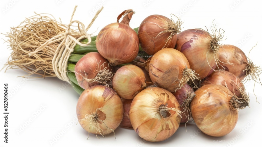 Set of fresh whole and sliced onions isolated on white background. Top view Set of fresh whole and sliced onions isolated on white background. Top view