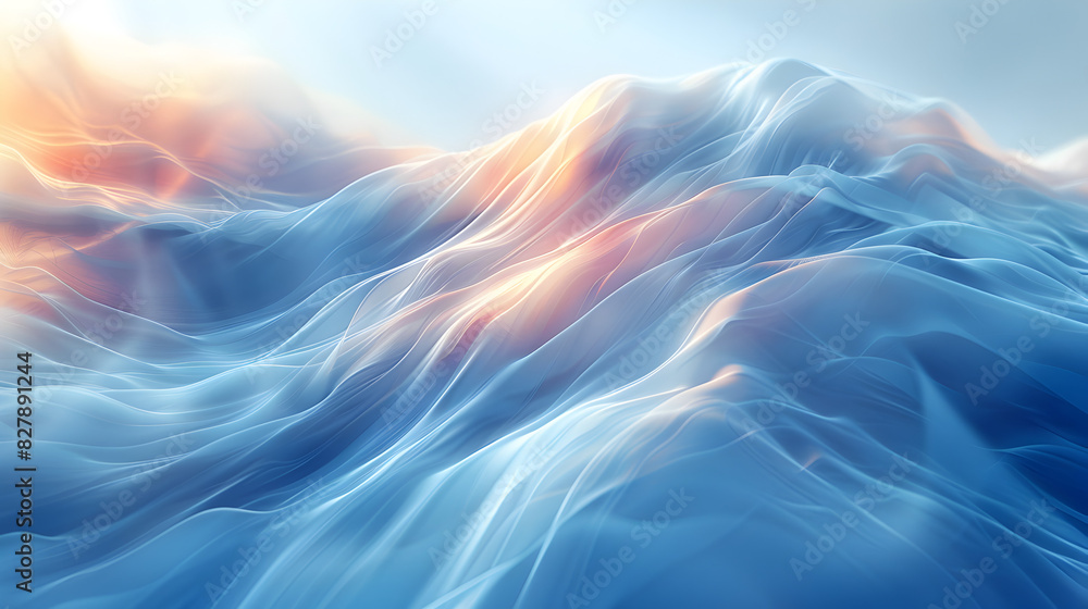 Obraz premium The blue neon wave line background exudes a dark, moody ambiance, with glowing, futuristic elements that create a sleek, abstract, and vibrant atmosphere