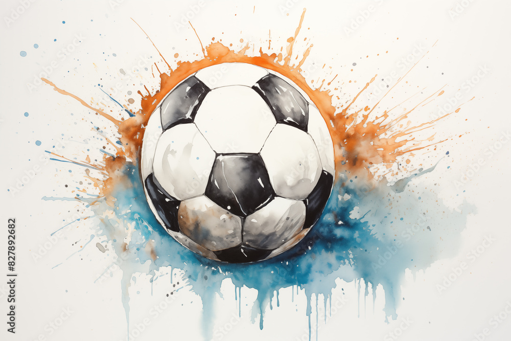 Watercolor of soccer ball 