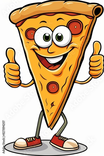 Cartoon pizza giving thumb up