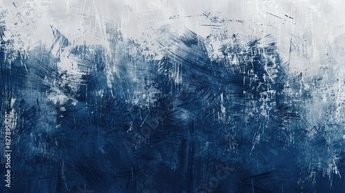 Abstract navy blue and white background with grunge brush strokes Generative AI