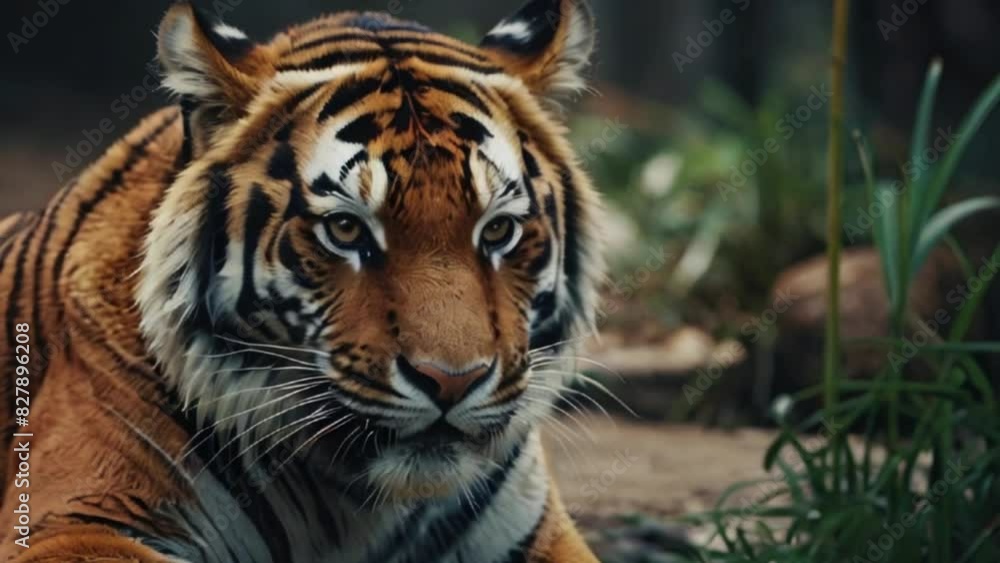Close-up Portrait of a Majestic Tiger with Intense Eyes Close-up Portrait of a Majestic Tiger with Intense Eyes