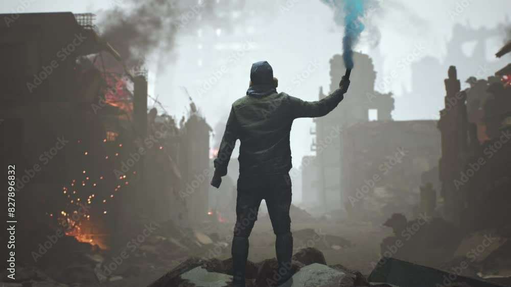 Reistance Fighter Holding Smoke Flare Calling for Help in Active Warzone Humanitarian Aid Danger Zone War Desperation Hope Piece Reistance Fighter Holding Smoke Flare Calling for Help in Active Warzone Humanitarian Aid Danger Zone War Desperation Hope Piece