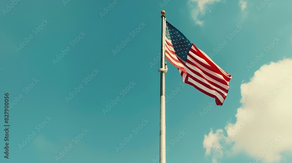 Happy President memorial day concept America USA united states flag on blue skies vintage style lifestyle studio shoot closeup view flat lay top view : Generative AI Happy President memorial day concept America USA united states flag on blue skies vintage style lifestyle studio shoot closeup view flat lay top view : Generative AI
