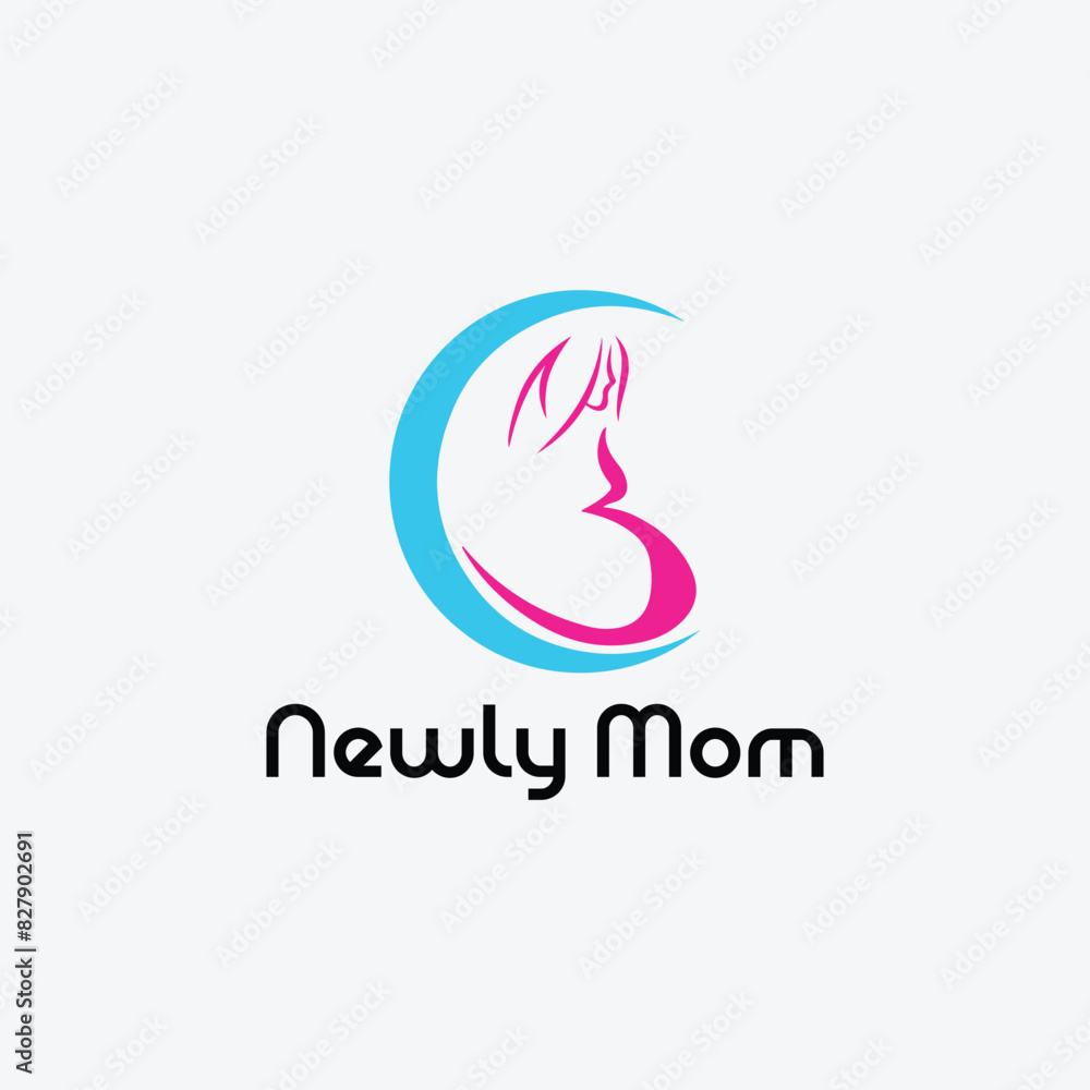 women mom pregnancy logo design vector