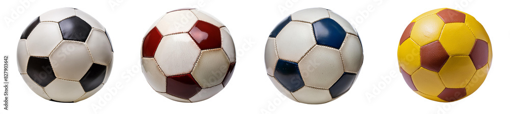 classic soccer balls with white, black, blue, red and yellow classic soccer balls with white, black, blue, red and yellow