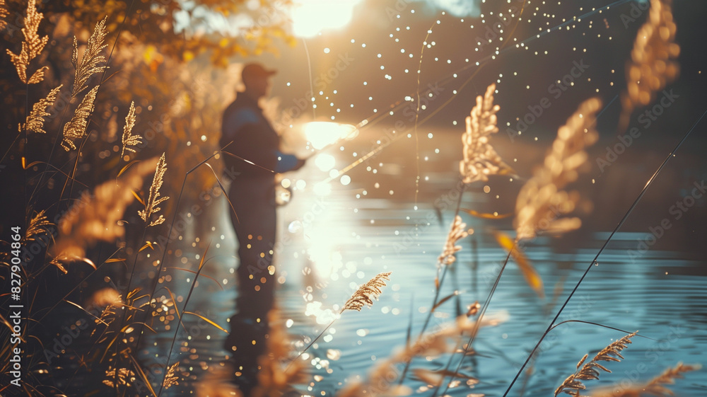 Fototapeta premium Nighttime Water Sparkle: A silhouette of a woman and a couple by a sparkling fountain in a park under the moonlit sky, radiating love and summer vibes