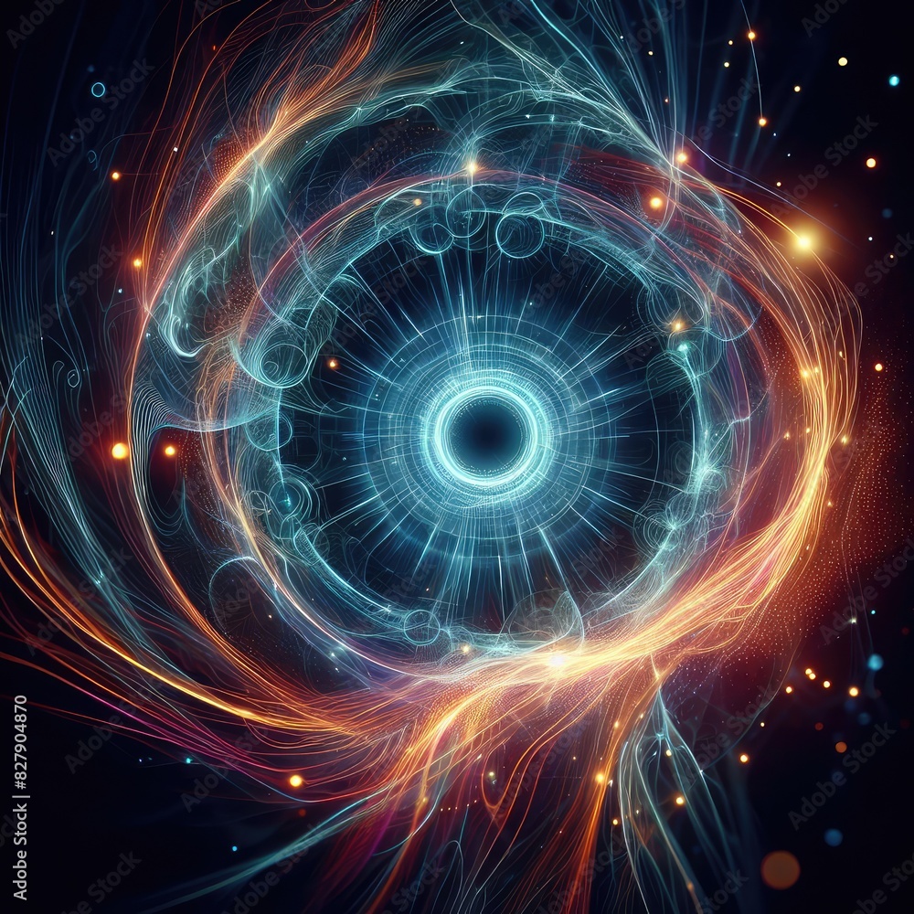 Fototapeta premium Abstract neon energy sphere circle on a black background