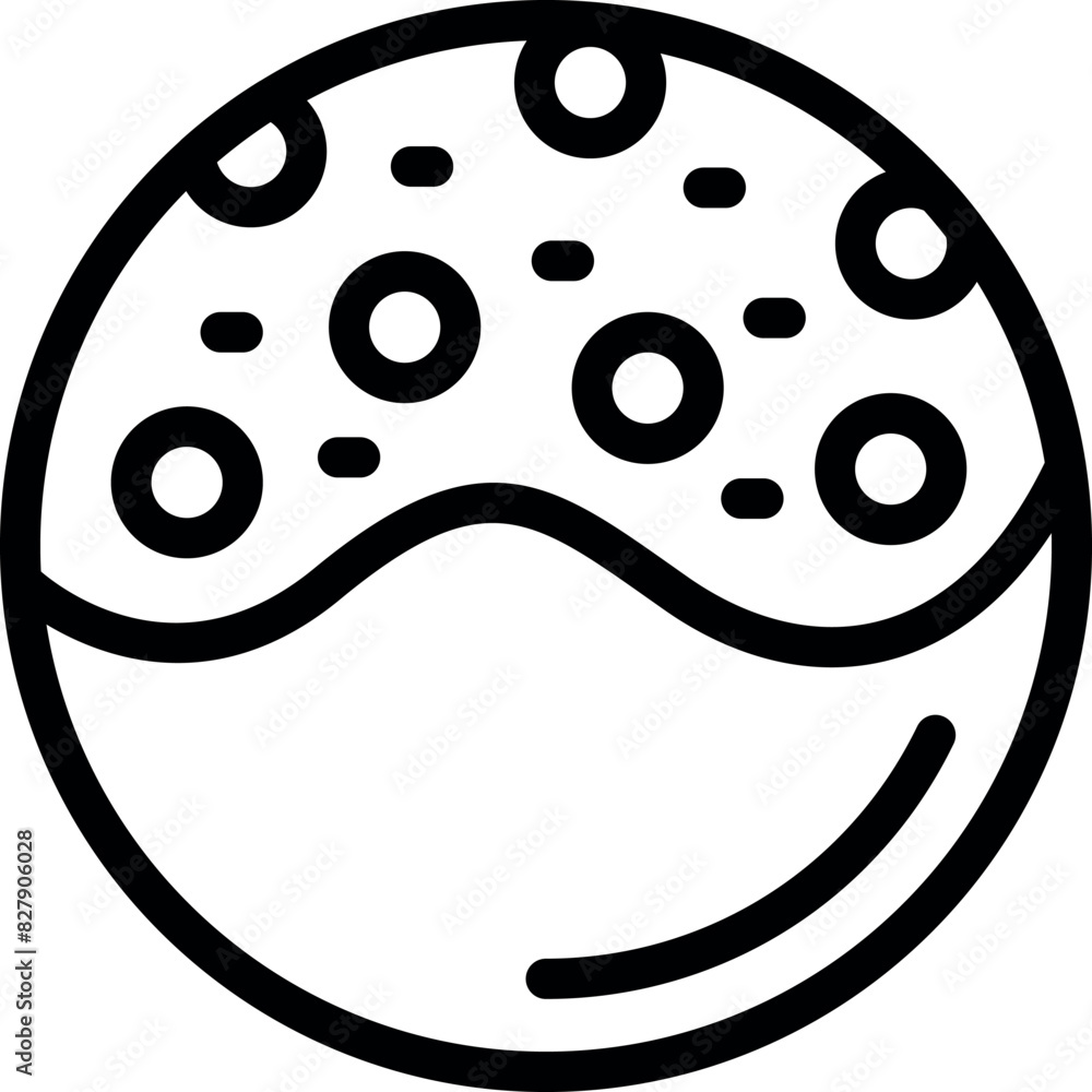 Fototapeta premium Simple black and white drawing of a classic chocolate chip cookie