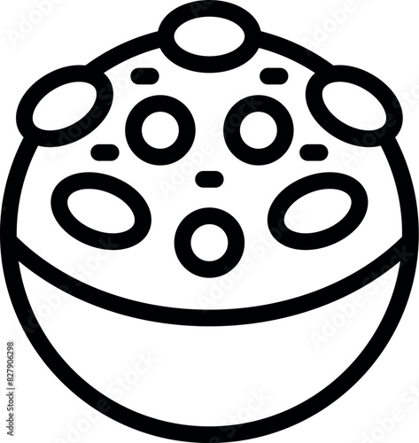 Handdrawn cartoon cupcake icon in monochrome line art style for bakery illustration. Dessert drawing. And sweet pastry design with editable vector stroke. Perfect for confectionery. Baking