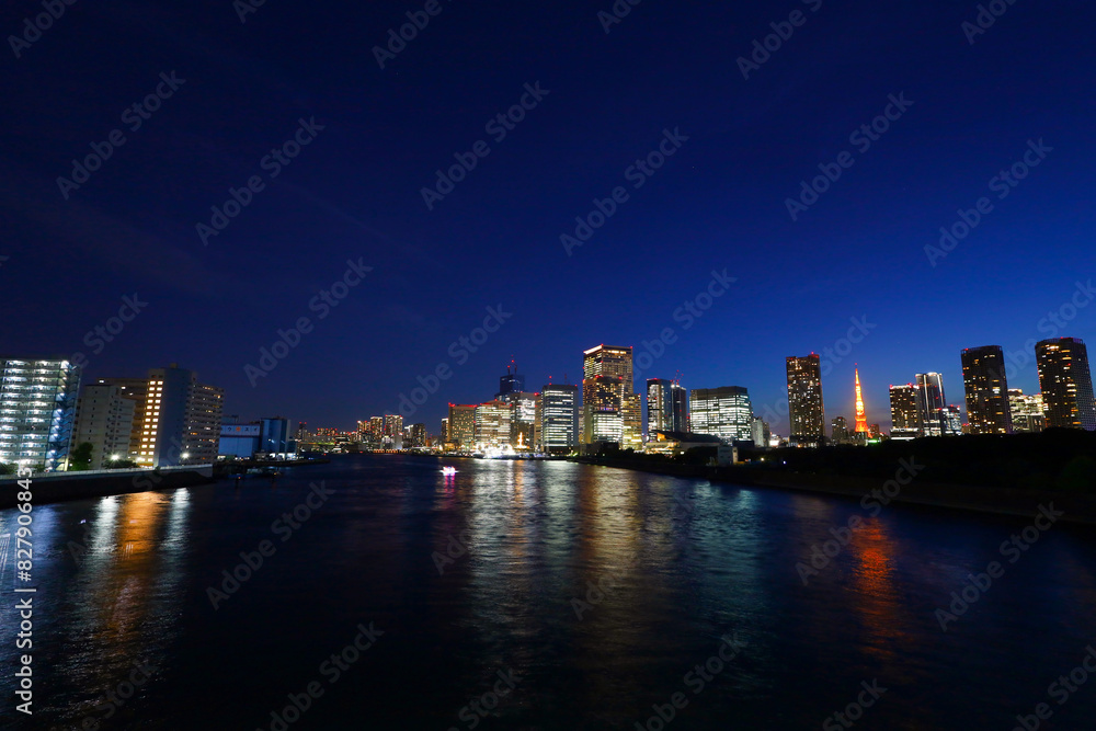 Fototapeta premium 東京都 隅田川の築地大橋から見た街並み