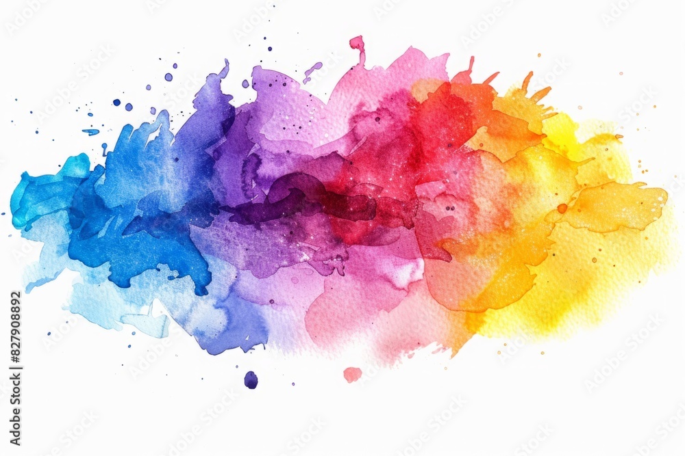 Abstract watercolor splash in shades of blue, purple, red, pink, and yellow on a white background. Watercolor art for design and print. Creative and artistic expression concept. Generative AI Abstract watercolor splash in shades of blue, purple, red, pink, and yellow on a white background. Watercolor art for design and print. Creative and artistic expression concept. Generative AI