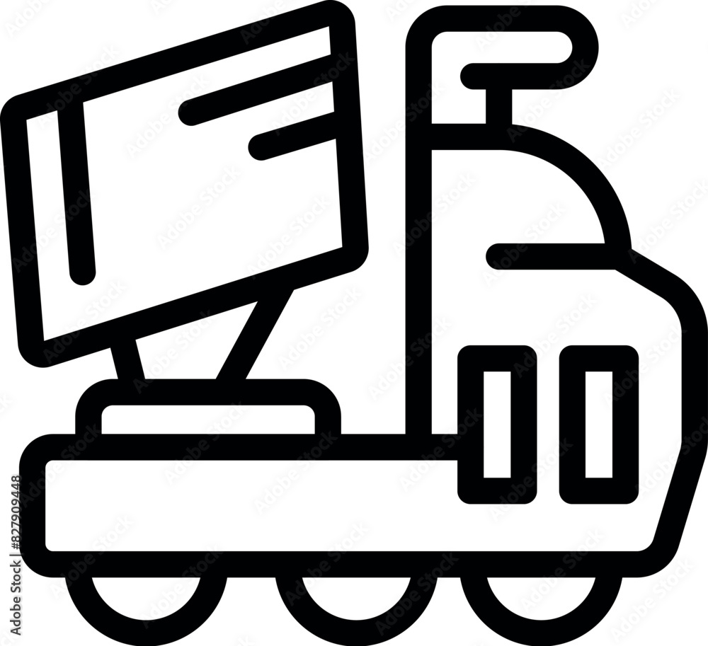 Black and white icon of a moped or scooter designed for package delivery Black and white icon of a moped or scooter designed for package delivery