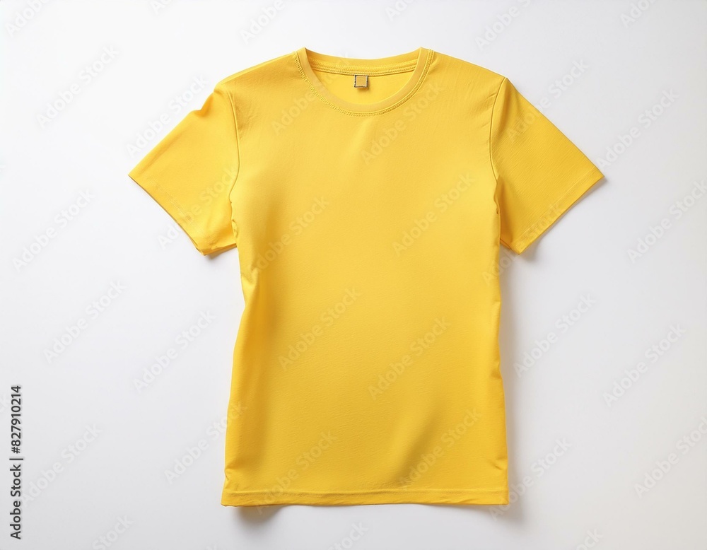 a yellow T-shirt set against a clean white background, highlighting its striking color and simplicity a yellow T-shirt set against a clean white background, highlighting its striking color and simplicity
