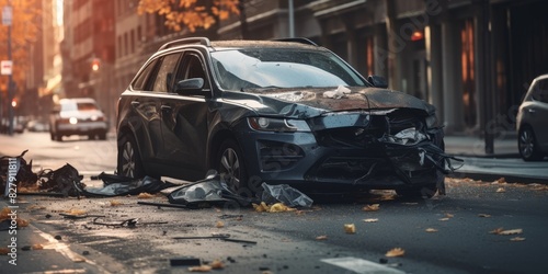 Crashed cars on city Generative AI